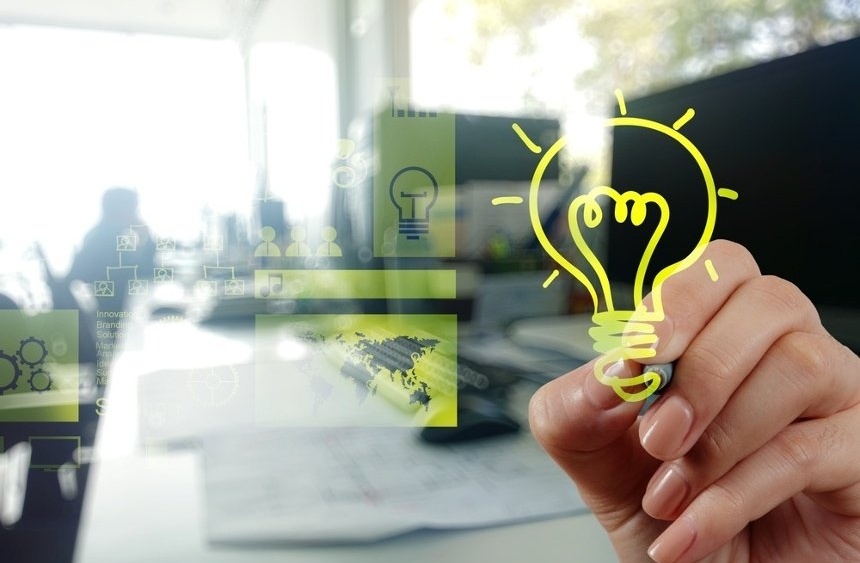 hand drawing creative business strategy with light bulb as concept-752359-edited